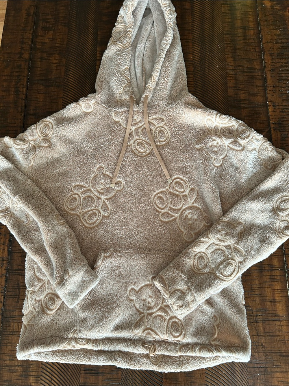 No Boundaries Cream Plush Teddy Hoodie Pullover